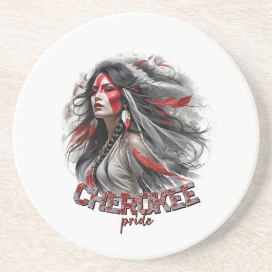 Cherokee Pride Zandsteen Onderzetter (Voorkant)