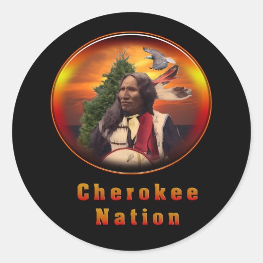 Cherokee Ronde Sticker (Voorkant)