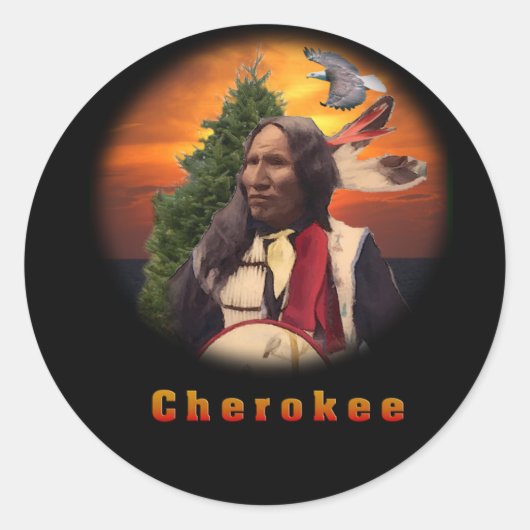 Cherokee Ronde Sticker (Voorkant)