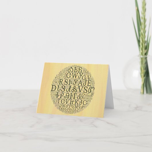 Cherokee Syllabary Cloud Yellow Note Card Kaart (Voorkant)