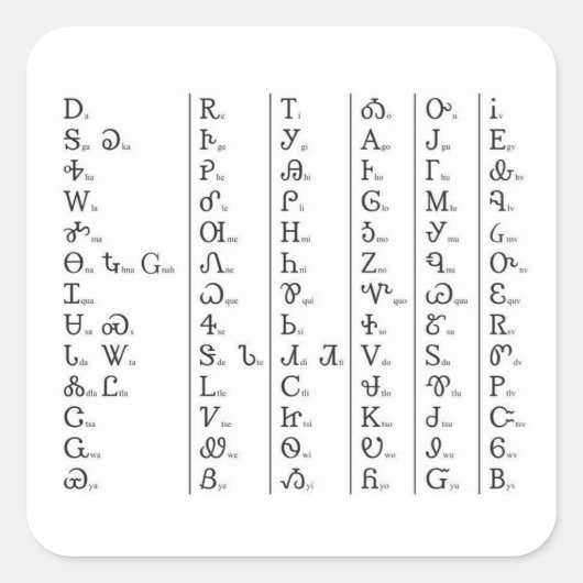 Cherokee Syllabary Customize Vierkante Sticker (Voorkant)