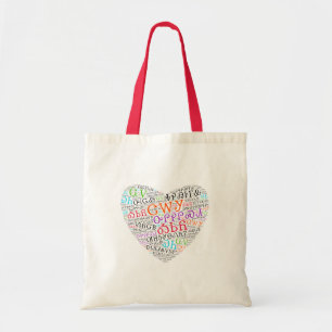 Cherokee Syllabary Multi-Color Heart Cloud Tas