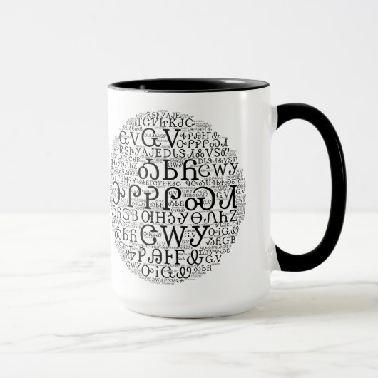 Cherokee Syllabary Word Cloud Coffee Mok (Rechts)