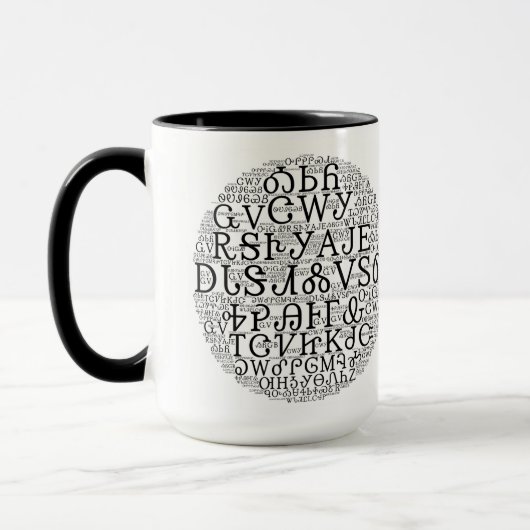 Cherokee Syllabary Word Cloud Coffee Mok (Links)