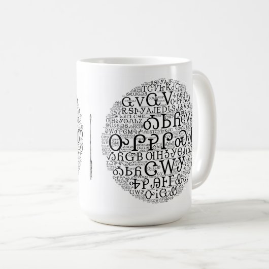Cherokee Syllabary Word Cloud Coffee Mok (Voorkant rechts)