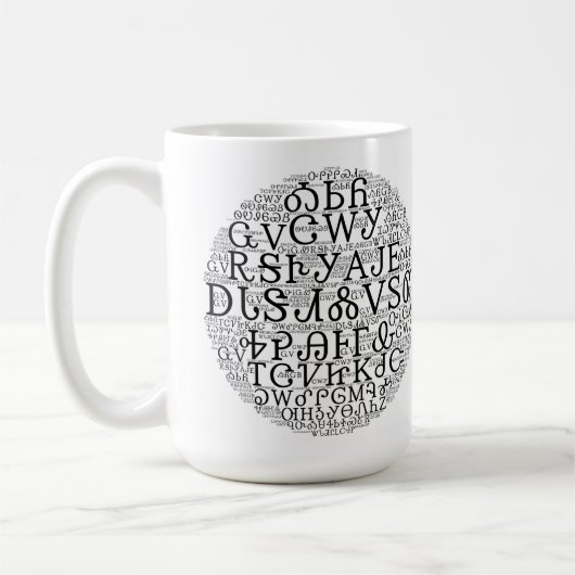 Cherokee Syllabary Word Cloud Coffee Mok (Links)