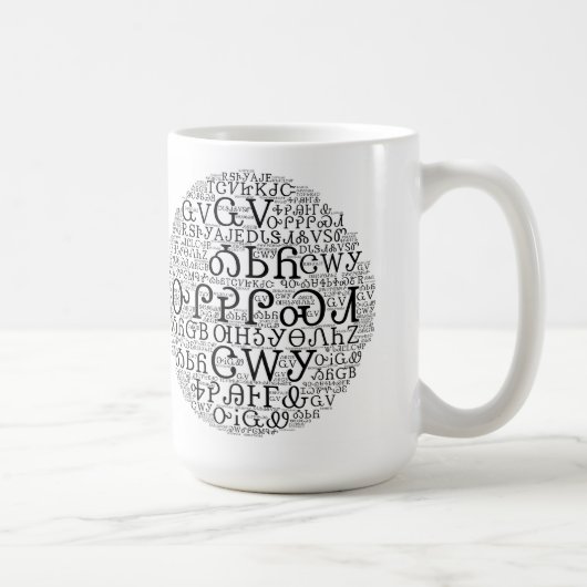 Cherokee Syllabary Word Cloud Coffee Mok (Rechts)