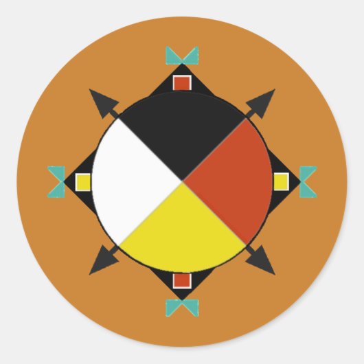 Cherokee Vier richtingen Ronde Sticker (Voorkant)
