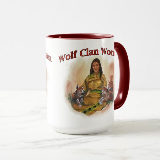 Cherokee Wolf Clan Woman Two Tone Coffee Mok (Voorkant rechts)