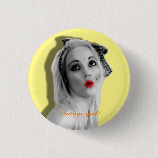 Cherrie Au Lait Retro Pinup Girl  Badge Alt Ronde Button 3,2 Cm (Voorkant)