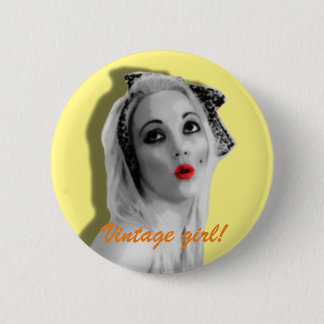 Cherrie Au Lait Retro Pinup Meisje  Badge Ronde Button 5,7 Cm