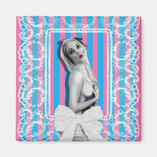 Cherrie Au Lait Sweetshop Retro Pinup Meisje Magneet (Voorkant)