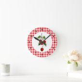 Cherries And Gingham Wall Clock Ronde Klok (Huis)