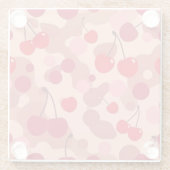 Cherries Art Pink Square Glass Coaster Glazen Onderzetter (Achterkant)