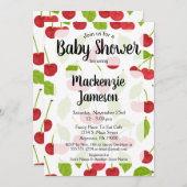 Cherries Baby shower Invitation Red Cherry Kaart (Voorkant / Achterkant)