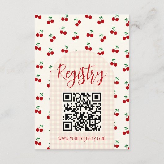 Cherries Baby shower Registry Informatiekaartje (Voorkant)