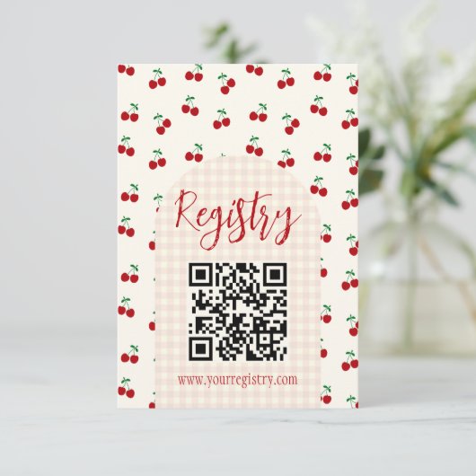 Cherries Baby shower Registry Informatiekaartje (Staand voorkant)