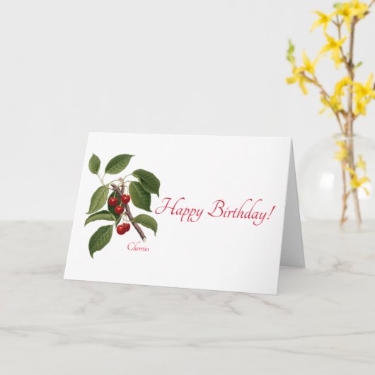 "Cherries" Birthday Kaart (Gele Bloem)