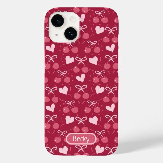 Cherries Bows Hearts rood en roze Case-Mate iPhone Case (Achterkant)