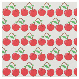 Cherries Bright Red, geïllustreerd fruit Stof