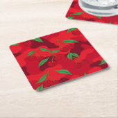 Cherries Camo Red Coaster Set Kartonnen Onderzetters (Schuin)