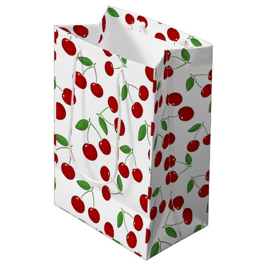 Cherries Design Gift Bag Medium Cadeauzakje (Voorkant Gekanteld)