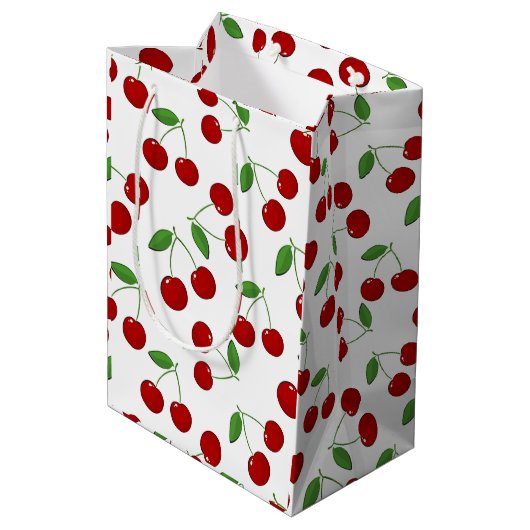 Cherries Design Gift Bag Medium Cadeauzakje (Achterkant Gekanteld)