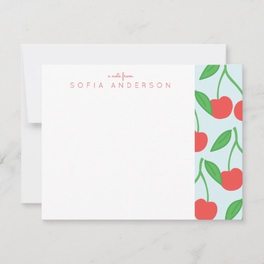 Cherries en Leaves Pattern Persoonlijke briefkaart (Voorkant)