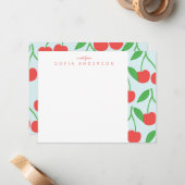 Cherries en Leaves Pattern Persoonlijke briefkaart (Voorkant / Achterkant in situ)