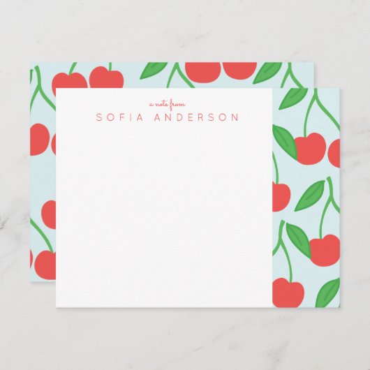 Cherries en Leaves Pattern Persoonlijke briefkaart (Voorkant / Achterkant)