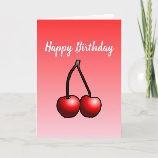 Cherries Folded Greeting Birthday Kaart (Voorkant)