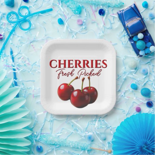 Cherries fresh picked  papieren bordje (Feest)