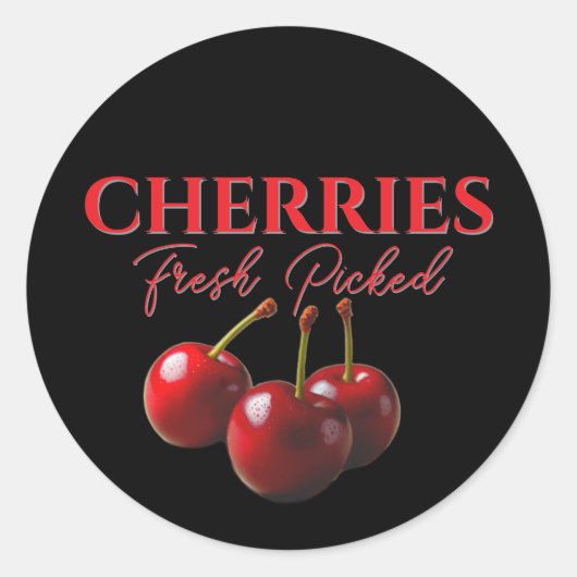 Cherries fresh picked  ronde sticker (Voorkant)