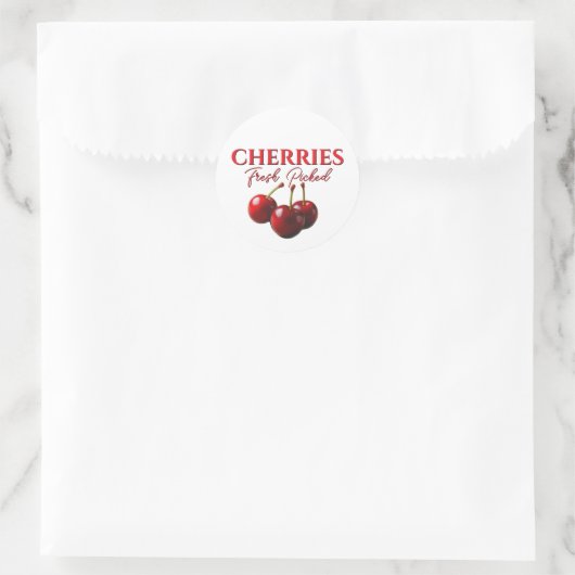 Cherries fresh picked  ronde sticker (Tas)