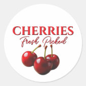 Cherries fresh picked  ronde sticker (Voorkant)