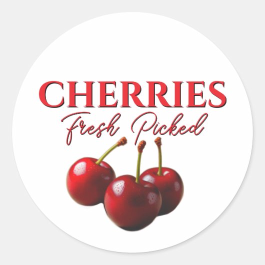 Cherries fresh picked  ronde sticker (Voorkant)