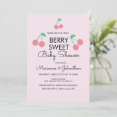 Cherries Fruit roze Red Baby shower Invitation Kaart (Staand voorkant)