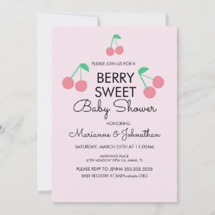 Cherries Fruit roze Red Baby shower Invitation Kaart