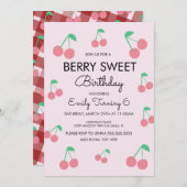 Cherries Fruit roze Red Birthday Party Kaart (Voorkant / Achterkant)