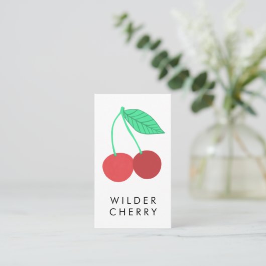 Cherries Fun Fruit Nutritionist Chef Social Icons Visitekaartje (Staand voorkant)