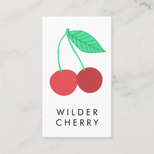 Cherries Fun Fruit Nutritionist Chef Social Icons Visitekaartje (Voorkant)