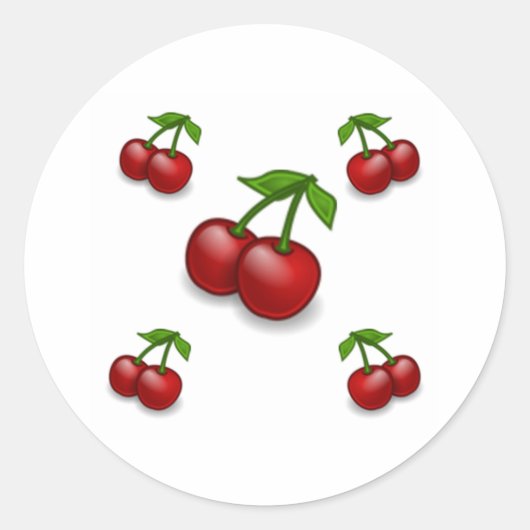 Cherries Galore Design Ronde Sticker (Voorkant)