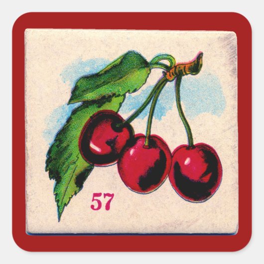 Cherries Game-kaart Vierkante Sticker (Voorkant)