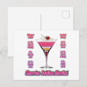Cherries Jubilee Martini Cocktail Recipe Art Briefkaart (Voorkant / Achterkant)