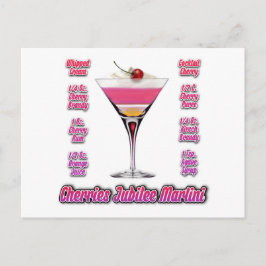 Cherries Jubilee Martini Cocktail Recipe Art Briefkaart