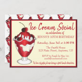 Cherries Jubilee Sundae Ice Cream Social Kaart (Voorkant / Achterkant)