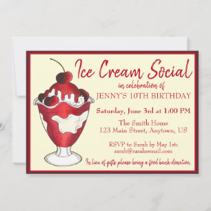 Cherries Jubilee Sundae Ice Cream Social Kaart