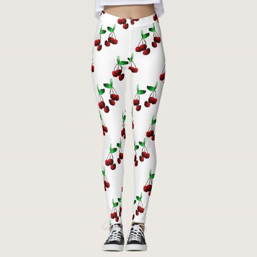 Cherries on White Leggings (Voorkant)