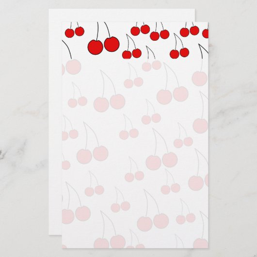 Cherries Pattern. Briefpapier (Voorkant / Achterkant)