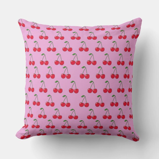 Cherries pattern pink kussen (Voorkant)